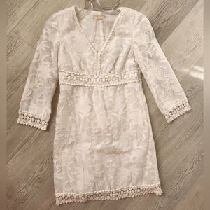 Michael Kors White Textured Fabric Mini Dress